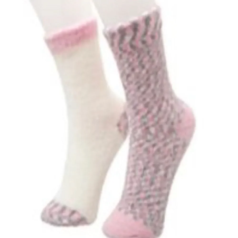Cuddl Duds Girls Shoe Size 4-10 Chenille Crew Socks - 2 - 2 Packs
